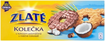 Opavia Zlaté kolečka s kokosem polomáčené 146g Goldene Räder Kokos Geschmack